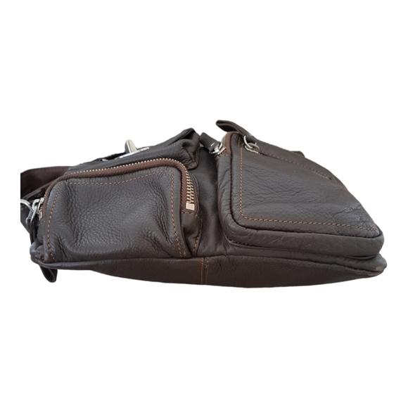 Danier leather shoulder bag crossbody bag adjustable strap 4 pockets - Picture 5 of 11